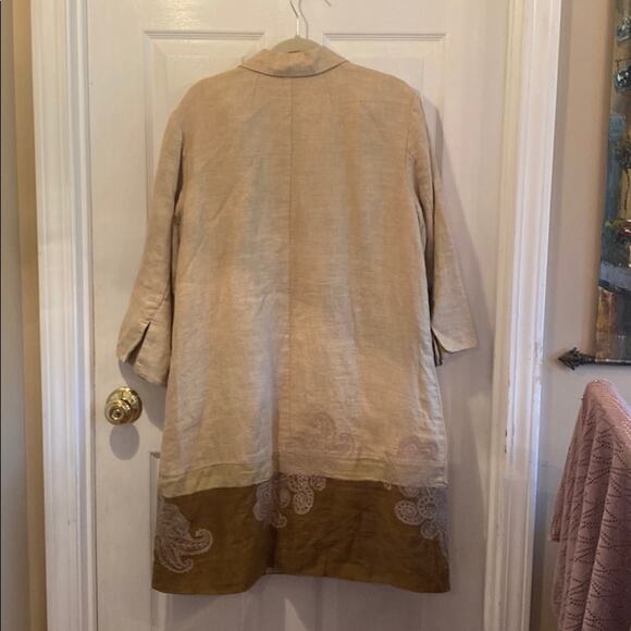 J. Jill women’s size Medium vintage paisley linen long jacket - Picture 2 of 6